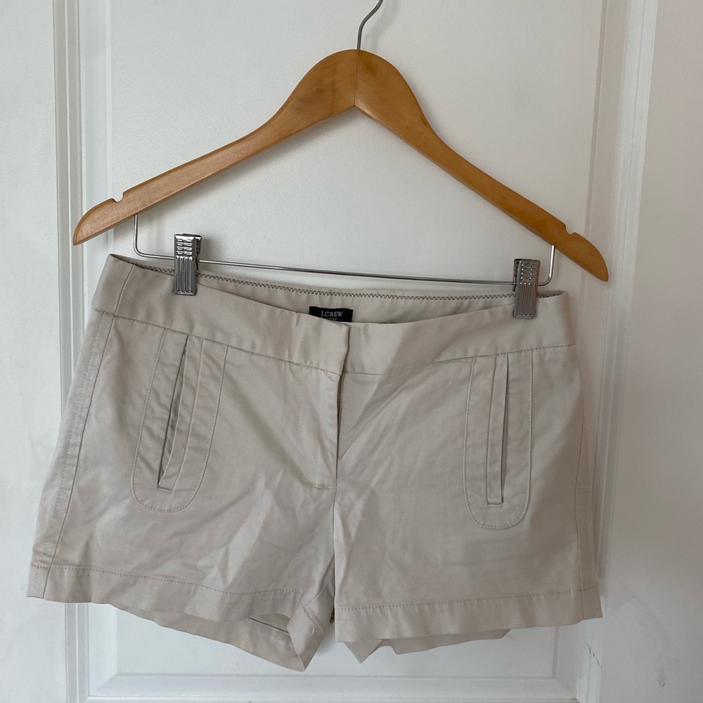 J Crew beige shorts size 2 waistline is 16  inches